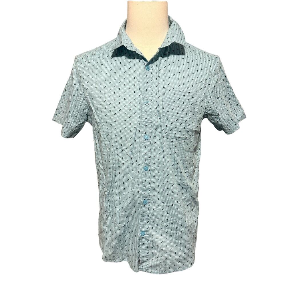 Bruno Milano Stretch Blue Men's Button Down Medium Anchors
